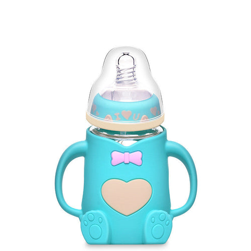 Silicone Glass Anti-Colic Baby Bottle – Air Vent Design, Anti-Fall & Easy-to-Clean