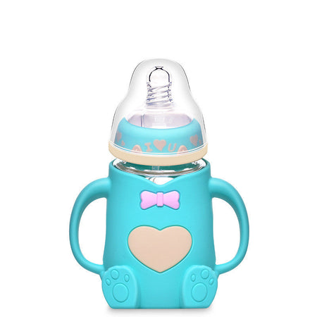 Silicone Glass Anti-Colic Baby Bottle – Air Vent Design, Anti-Fall & Easy-to-Clean
