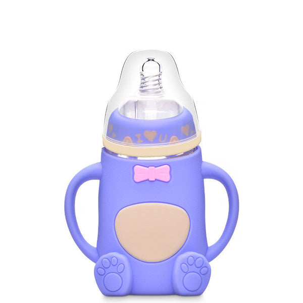 Silicone Glass Anti-Colic Baby Bottle – Air Vent Design, Anti-Fall & Easy-to-Clean