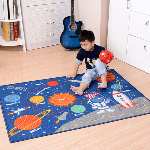 Outer Space Kids Rug – Carpet for Kids’ Room, Educational Non‑Slip Playroom Decor