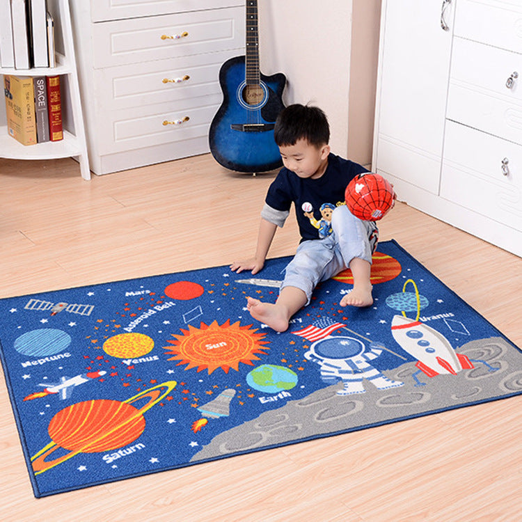 Outer Space Kids Rug – Carpet for Kids’ Room, Educational Non‑Slip Playroom Decor