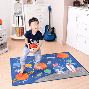 Outer Space Kids Rug – Carpet for Kids’ Room, Educational Non‑Slip Playroom Decor