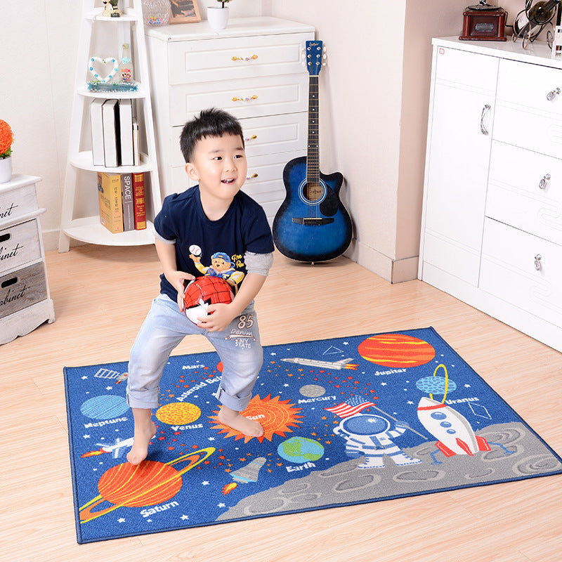 Outer Space Kids Rug – Carpet for Kids’ Room, Educational Non‑Slip Playroom Decor