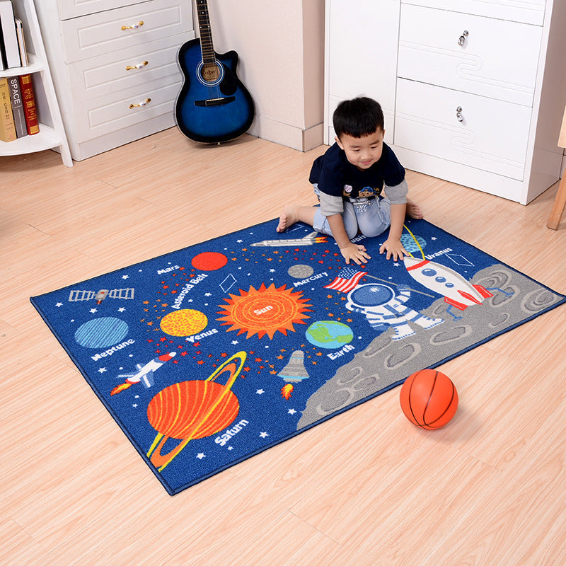 Outer Space Kids Rug – Carpet for Kids’ Room, Educational Non‑Slip Playroom Decor
