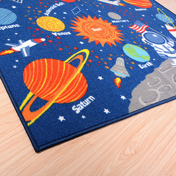 Outer Space Kids Rug – Carpet for Kids’ Room, Educational Non‑Slip Playroom Decor