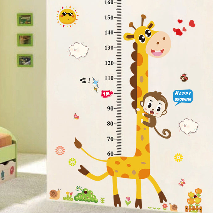 Giraffe Growth Chart Wall Sticker for Kids Room – Self‑Adhesive Height Ruler Decal, Nursery Decor up to 160 cm