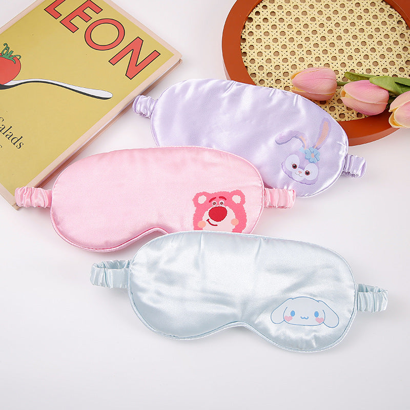 Cross-border Cute Cartoon Sleeping Blocking Eye Mask Silk Star Dailu Bear Adult Children Universal Eye Mask