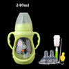 Durable Baby Glass Feeding Bottle – Anti-Colic Wide Neck, Spill-Proof Straw, Explosion-Proof